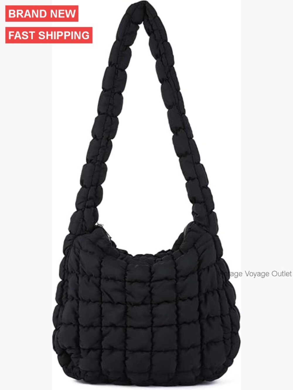 Puffer Quilted Shoulder Bag Lightweight Nylon Tote Handbag Large Capacity